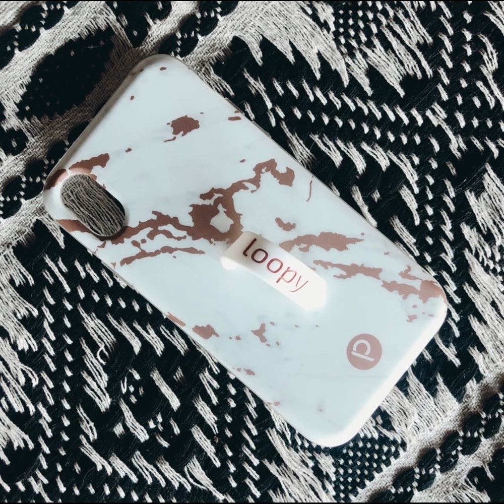 iPhone X Rose Gold Marble Loopy Case